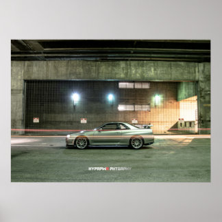 Nissan Skyline GT-R34 in het centrum van Los Angel Poster