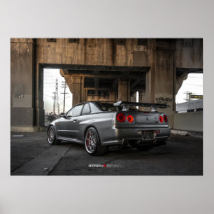 Nissan Skyline GT-R34 in het centrum van Los Angel Poster