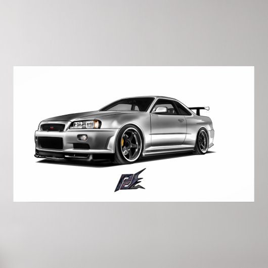 nissan skyline gtr34 poster (Voorkant)