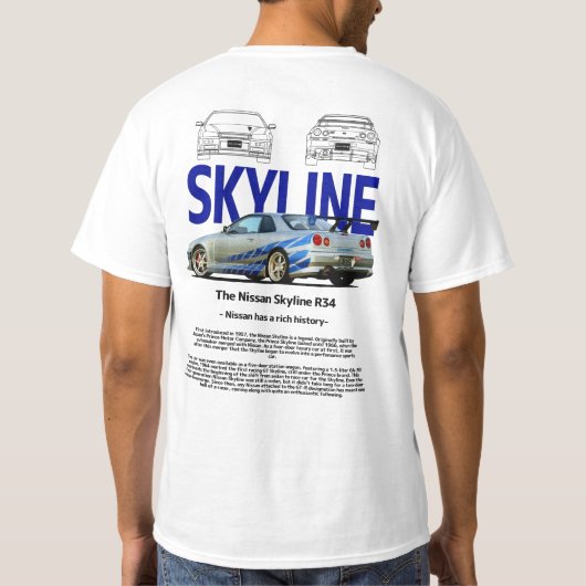 Nissan Skyline GTR 34 Auto T-shirt (Achterkant)