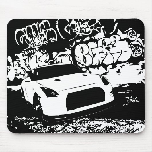 Nissan Skyline GTR met Graffiti Backdrop Muismat (Voorkant)