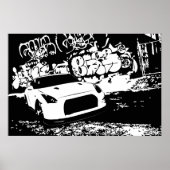 Nissan Skyline GTR met Graffiti Backdrop Poster (Voorkant)
