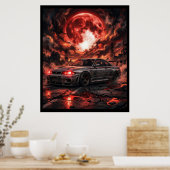 Nissan Skyline R33 Onder De Rode Maan Poster (Keuken)