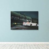 Nissan Skyline R34 met trein in Los Angeles Canvas Afdruk (Insitu (Houten vloer))