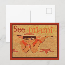 Nitigs 50s Zie Miami  Sunbathing Lady Travel Briefkaart