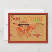 Nitigs 50s Zie Miami  Sunbathing Lady Travel Kaart (Voorkant)