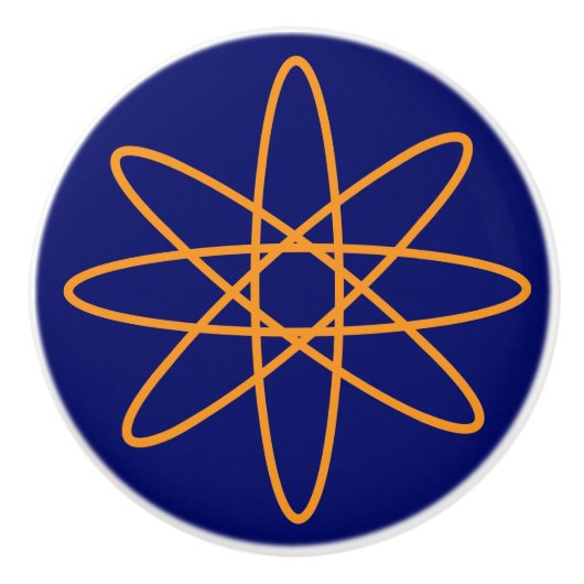 Nitigvijftig - oranje atoom keramische knop (Voorkant)