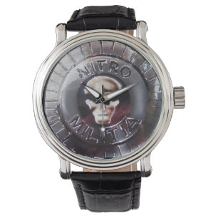 NITRO MILITIA zwart lederen horloge