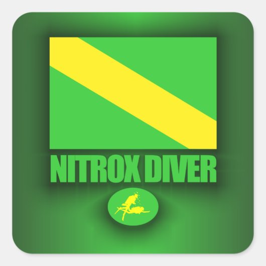 Nitrox Diver Vierkante Sticker (Voorkant)