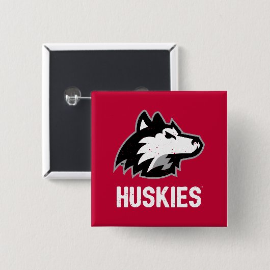 NIU Huskies Distress Vierkante Button 5,1 Cm (Voorkant /achterkant)