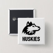 NIU Huskies Distress Vierkante Button 5,1 Cm (Voorkant /achterkant)