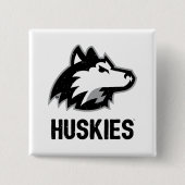 NIU Huskies Distress Vierkante Button 5,1 Cm (Voorkant)
