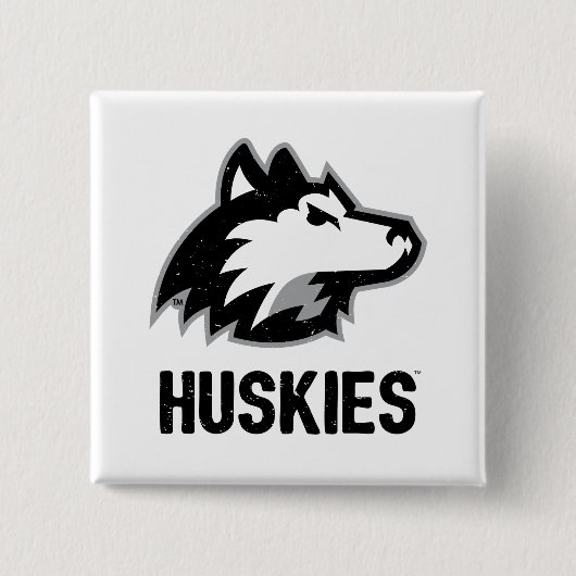 NIU Huskies Distress Vierkante Button 5,1 Cm (Voorkant)