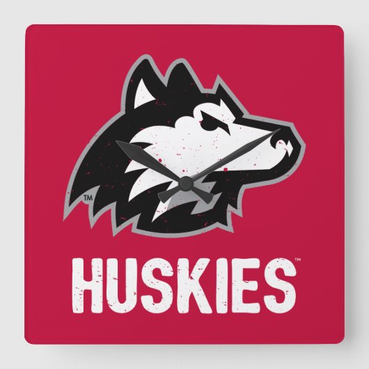 NIU Huskies Distress Vierkante Klok (Voorkant)