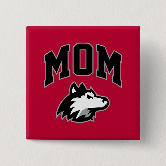 NIU Huskies Mama Vierkante Button 5,1 Cm (Voorkant)