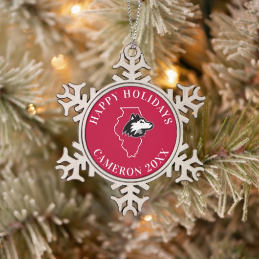 NIU Huskies State Love Tin Sneeuwvlok Ornament (Boom)