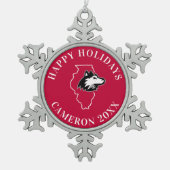 NIU Huskies State Love Tin Sneeuwvlok Ornament (Voorkant)