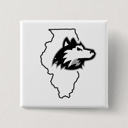 NIU Huskies State Love Vierkante Button 5,1 Cm (Voorkant)