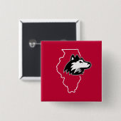 NIU Huskies State Love Vierkante Button 5,1 Cm (Voorkant /achterkant)