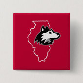 NIU Huskies State Love Vierkante Button 5,1 Cm (Voorkant)