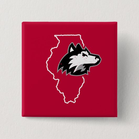 NIU Huskies State Love Vierkante Button 5,1 Cm (Voorkant)
