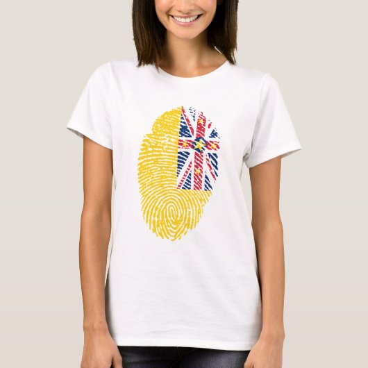 Niue Flag Fingerprint T-shirt (Voorkant)