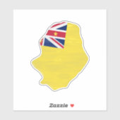 Niue-vlag en -kaart sticker (Vel)