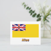 Niue vlag met naam briefkaart (Staand voorkant)