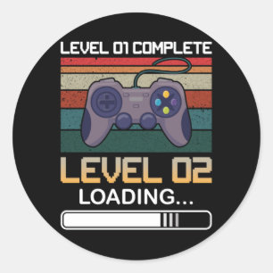 Niveau 01 Volledig niveau 02   Birthday Video Game Ronde Sticker