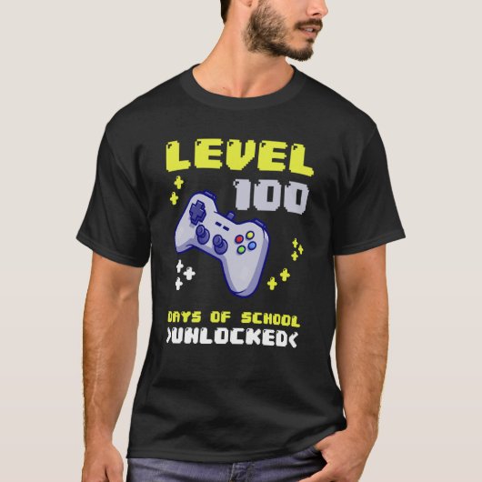 Niveau 100100 dagen schoolconsole t-shirt (Voorkant)