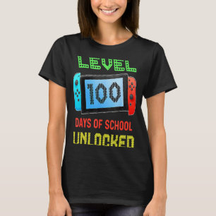 Niveau 100 dag school ontgrendeld gamen Slimmere G T-shirt