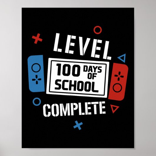 Niveau 100 dagen school Complete videogames Poster (Voorkant)