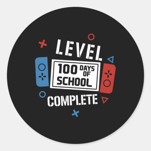 Niveau 100 dagen school Complete videogames Ronde Sticker (Voorkant)