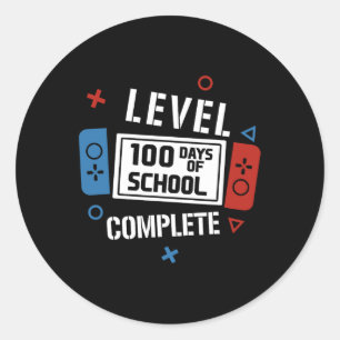 Niveau 100 dagen school Complete videogames Ronde Sticker
