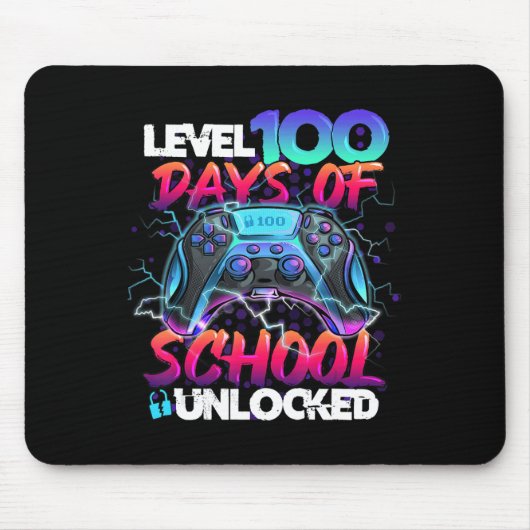 Niveau 100 dagen school ontgrendelde gamer Kinder  Muismat (Voorkant)