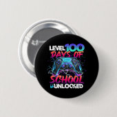 Niveau 100 dagen school ontgrendelde gamer Kinder  Ronde Button 5,7 Cm (Voorkant /achterkant)