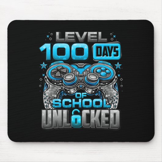 Niveau 100 dagen school ontgrendelde jongens 100e  muismat (Voorkant)