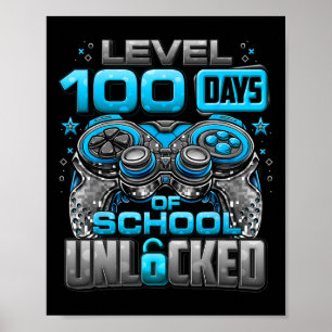 Niveau 100 dagen school ontgrendelde jongens 100e poster