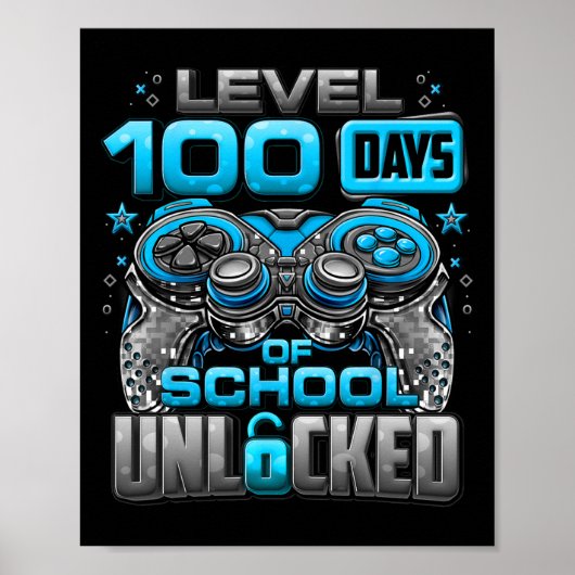 Niveau 100 dagen school ontgrendelde jongens 100e poster (Voorkant)