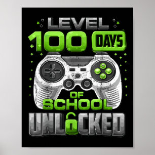 Niveau 100 dagen school ontgrendelde jongens 100e  poster
