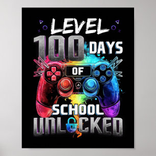 Niveau 100 dagen school ontgrendelde jongens 100e poster