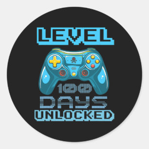 Niveau 100 dagen school ontgrendelde videogames ronde sticker