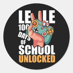 Niveau 100 dagen school ontsloten grappige videoga ronde sticker