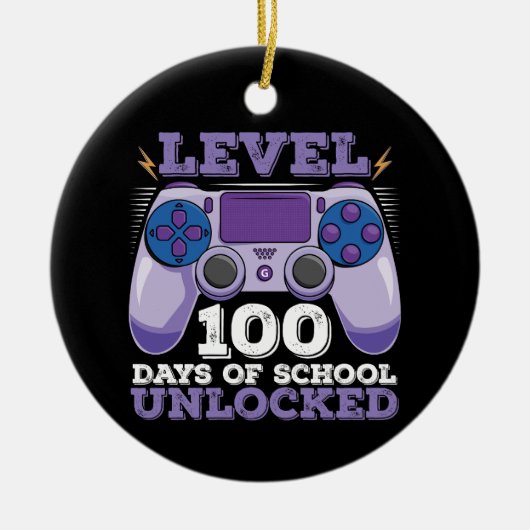 Niveau 100 dagen van de onvergrendelde gamer van s keramisch ornament (Voorkant)