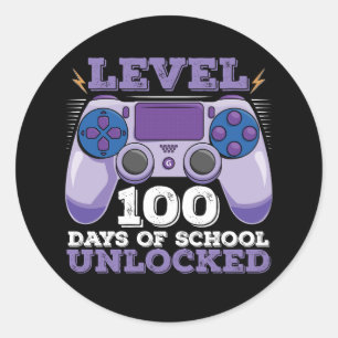 Niveau 100 dagen van de onvergrendelde gamer van s ronde sticker