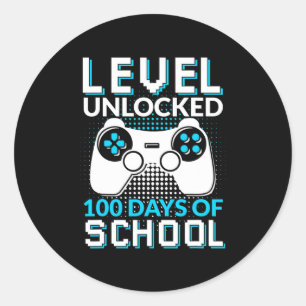 Niveau 100 dagen van het school ontsloten gamertea ronde sticker