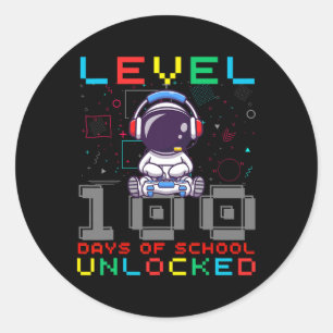 Niveau 100 dagen van school ontgrendelde gamer ast ronde sticker