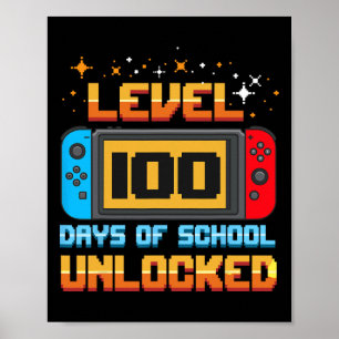 Niveau 100 dagen van school ontgrendelde gamer jon poster