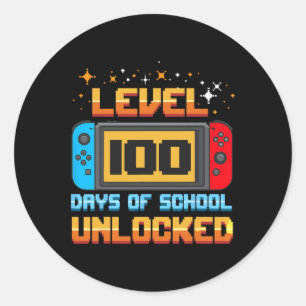 Niveau 100 dagen van school ontgrendelde gamer jon ronde sticker