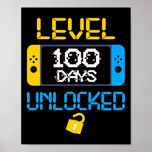 Niveau 100 dagen van school ontgrendelde leuke sch poster (Voorkant)